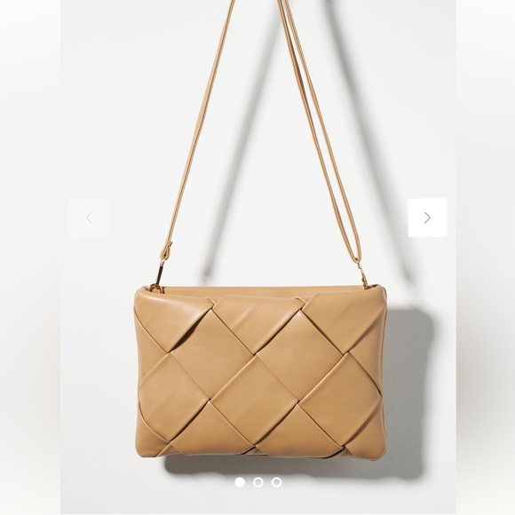 Anthropologie Handbags - Anthropologie Woven Clutch Neutral Beige vegan leather